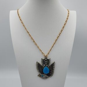Juicy Couture Native American Dove Beaded Pendant On Brass 32" Necklace